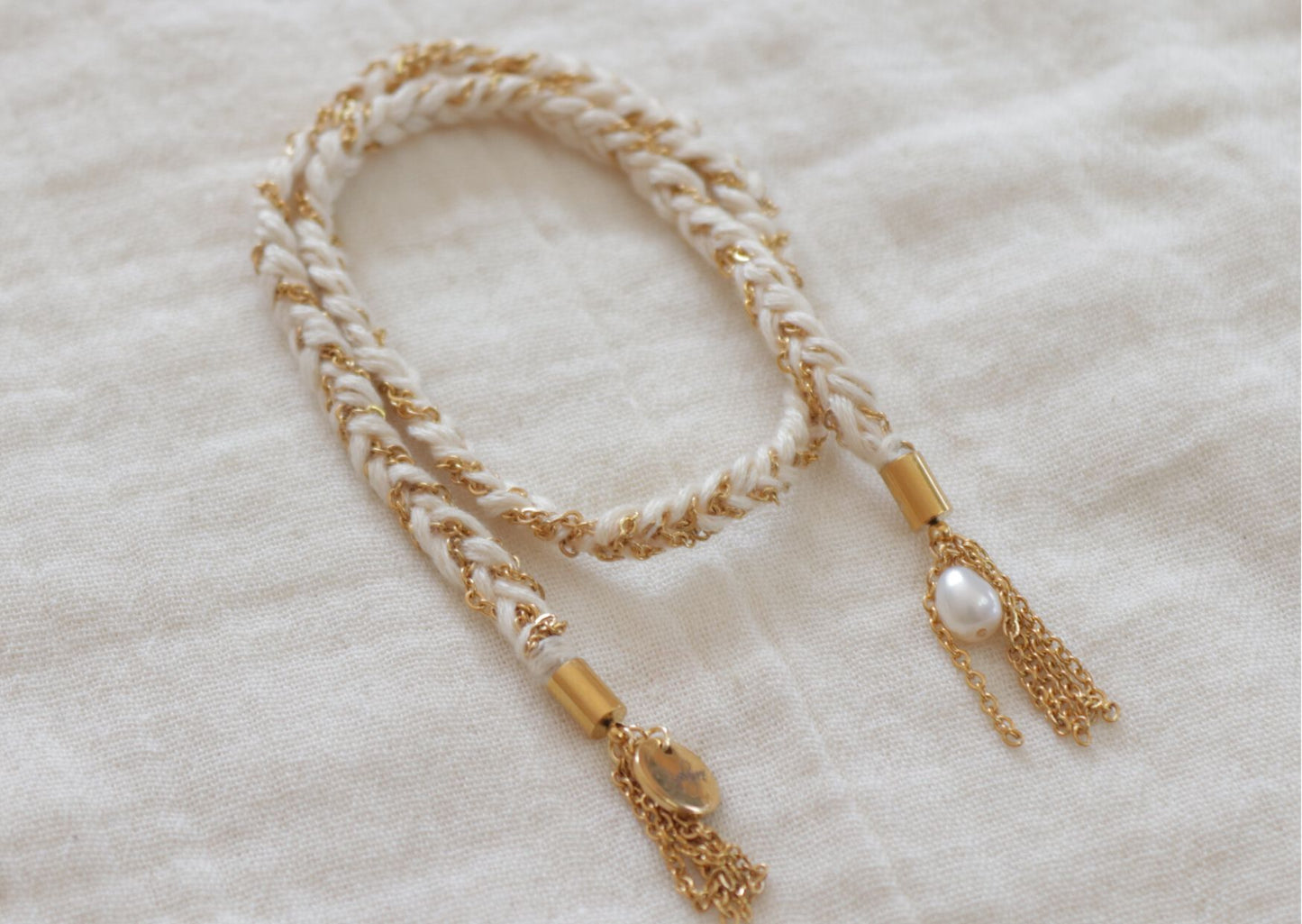 Bracelet Rio - Cordon tressé et breloque d'eau douce - POPIBIJOUX Créations