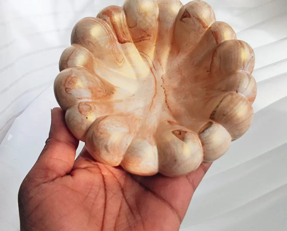 Coupelle "Nuage" en Jesmonite – Marbré Terracotta