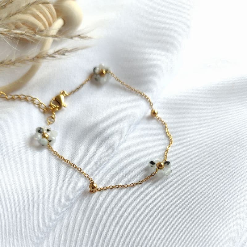 Bracelet fleur Pierres de lune