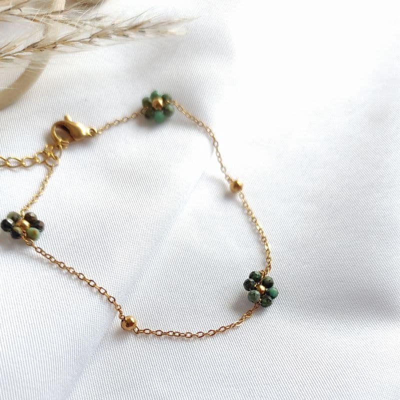 Bracelet fleur Turquoise africaine