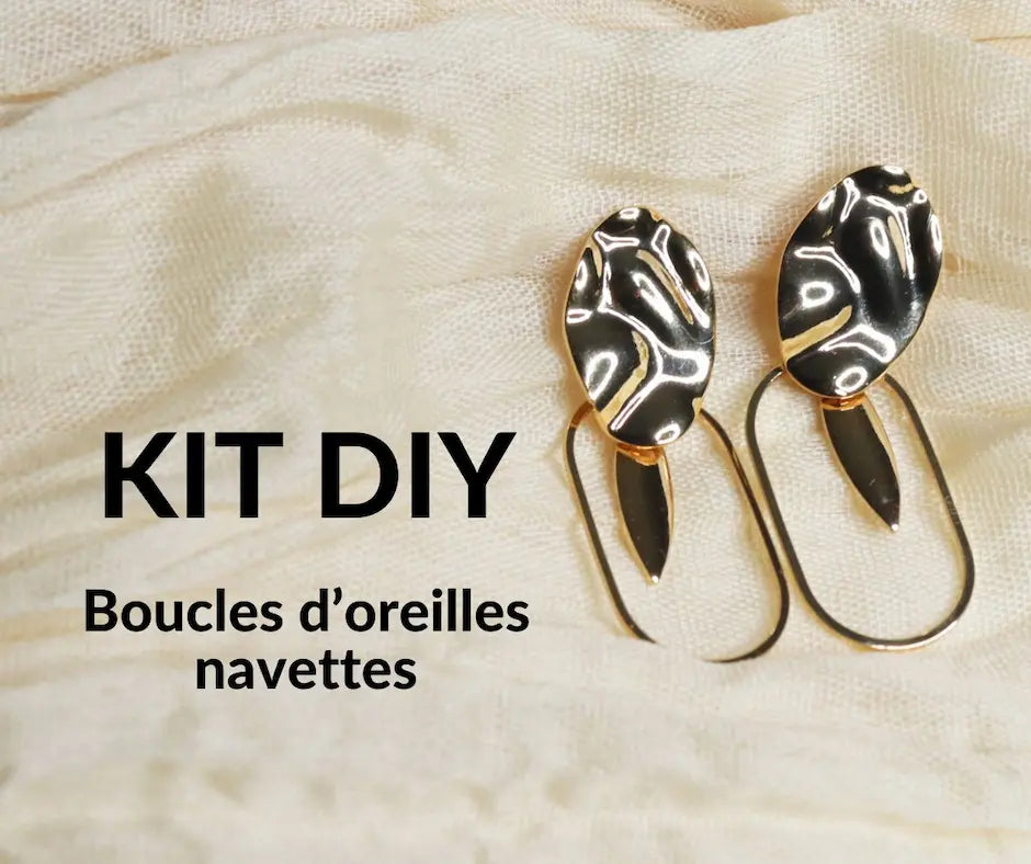 Kit DIY – Boucles d’oreilles navettes dorées
