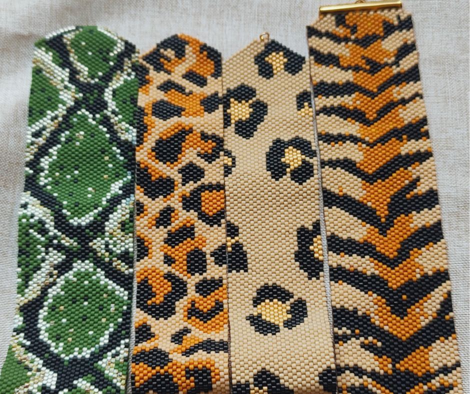 Motif léopard (manchette) grille de tissage tissage peyote impair