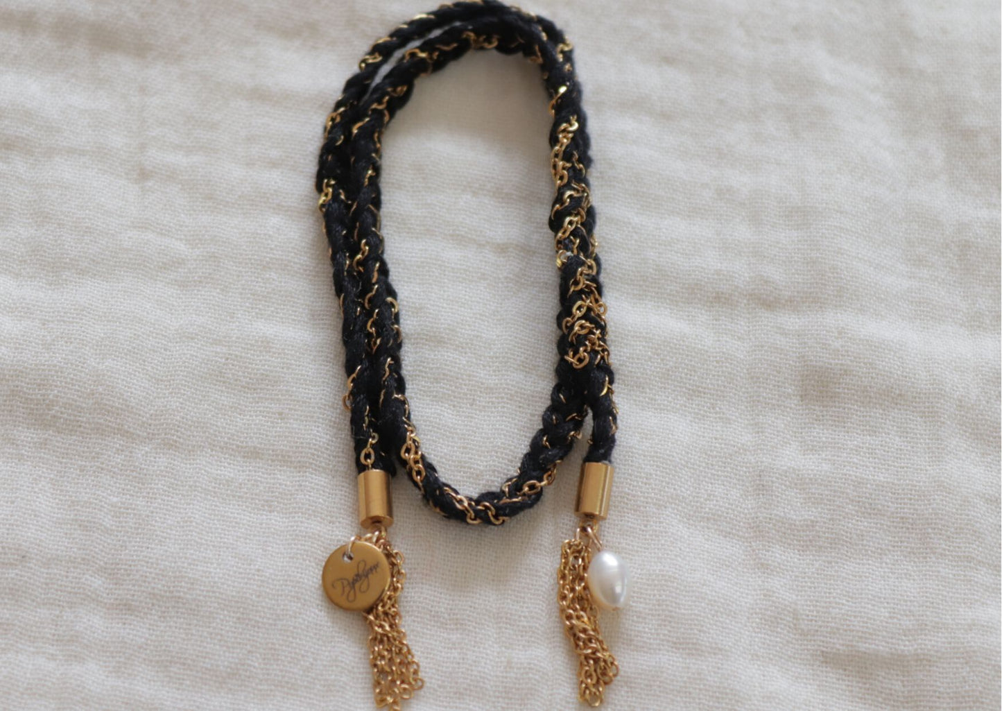 Bracelet Rio - Cordon tressé et breloque d'eau douce - POPIBIJOUX Créations