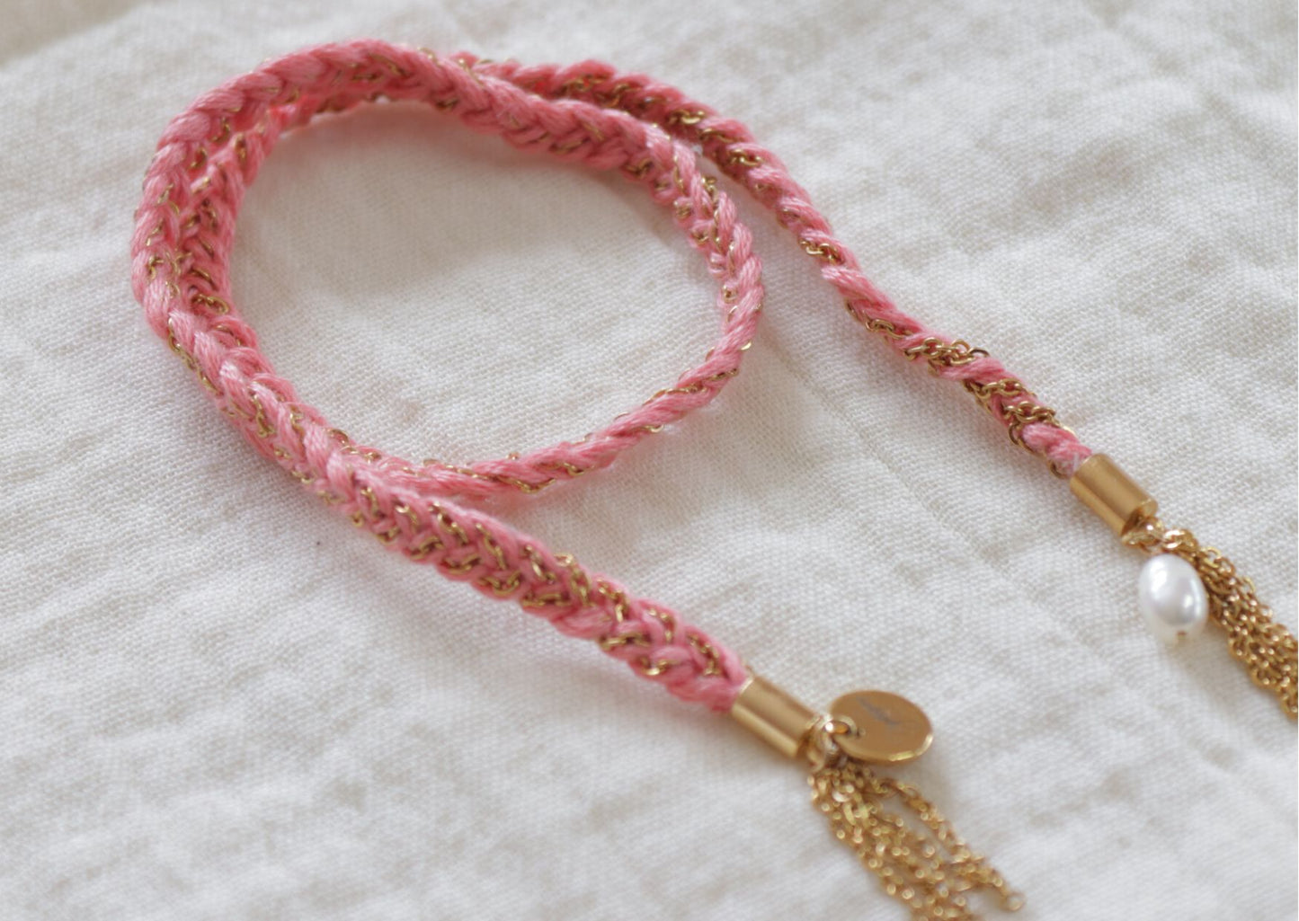 Bracelet Rio - Cordon tressé et breloque d'eau douce - POPIBIJOUX Créations