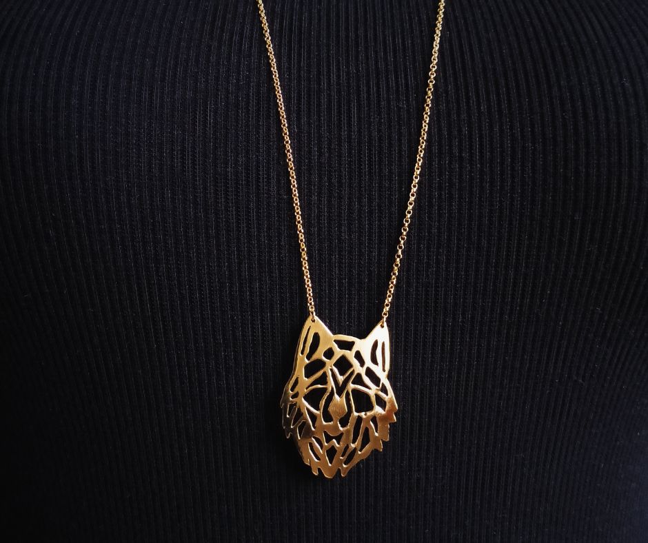 Sautoir Tête de Loup poli ajouré (Sur commande) - POPIBIJOUX Créations