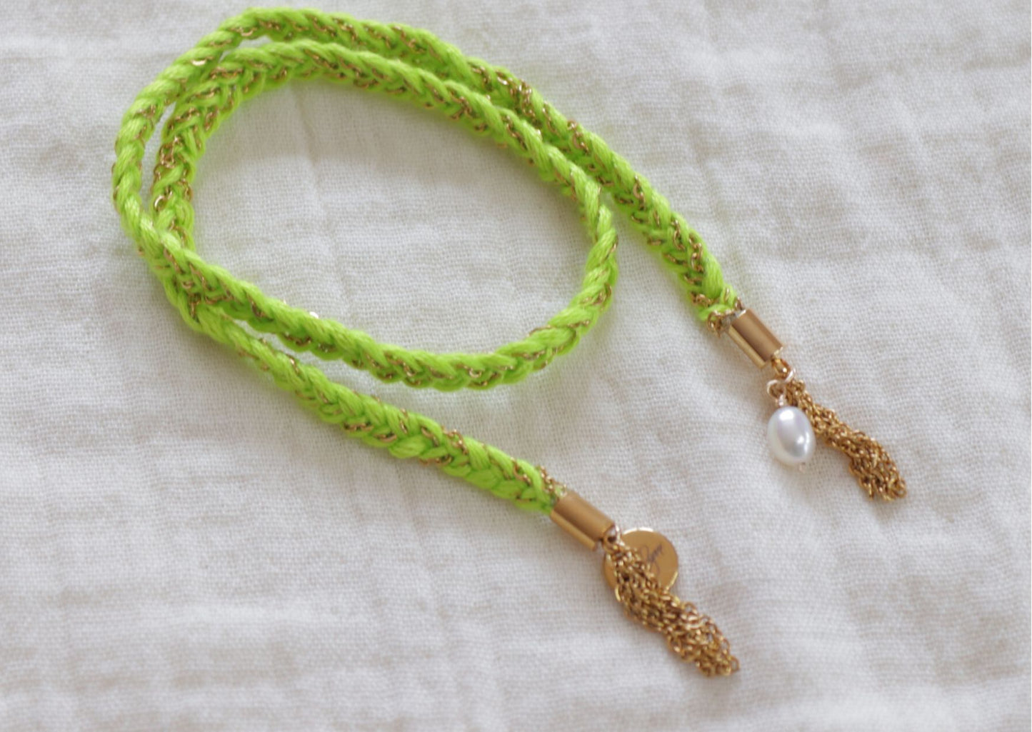 Bracelet Rio - Cordon tressé et breloque d'eau douce - POPIBIJOUX Créations