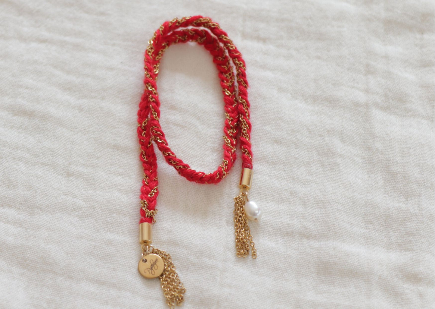 Bracelet Rio - Cordon tressé et breloque d'eau douce - POPIBIJOUX Créations