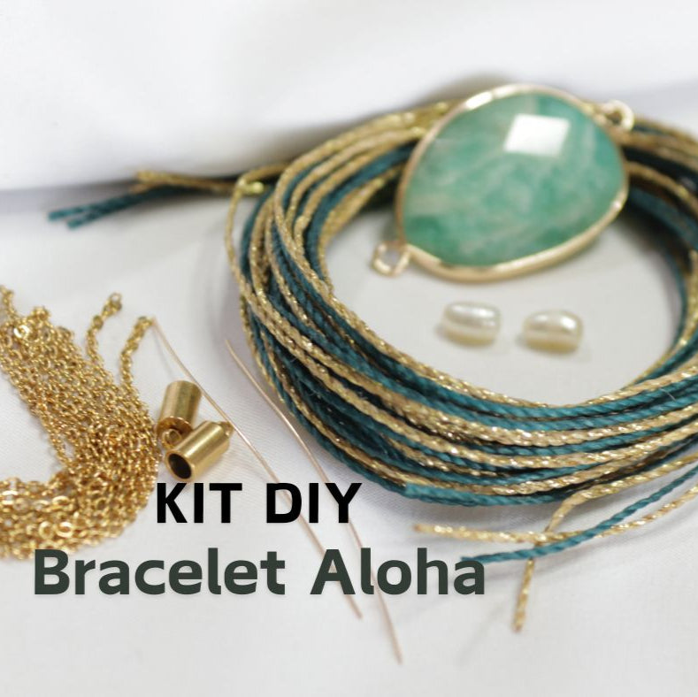 Kit bijou N°3 bracelet tressé multi tours pierre de gemmes