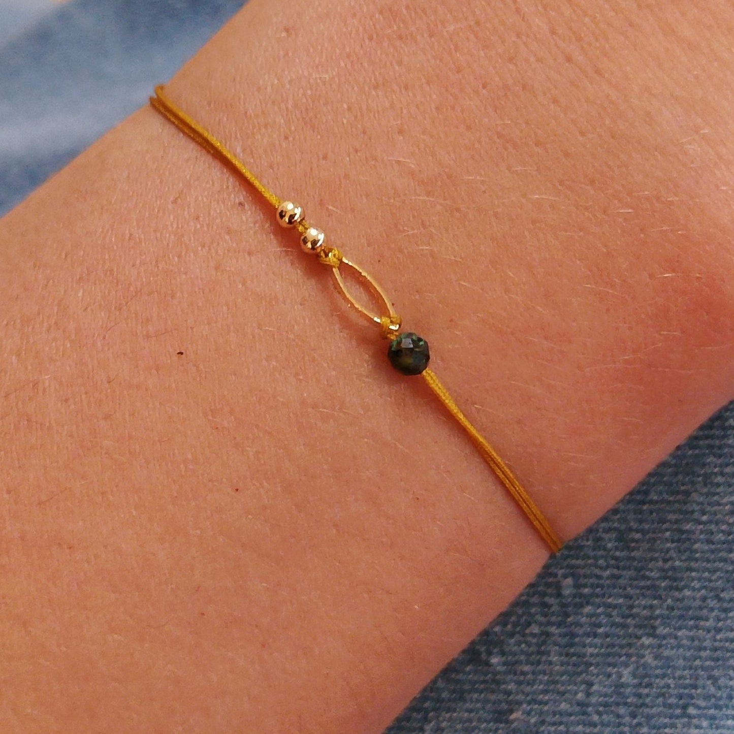 Bracelet FIONA , pierre de gemmes,cordon coulissant - POPIBIJOUX Créations