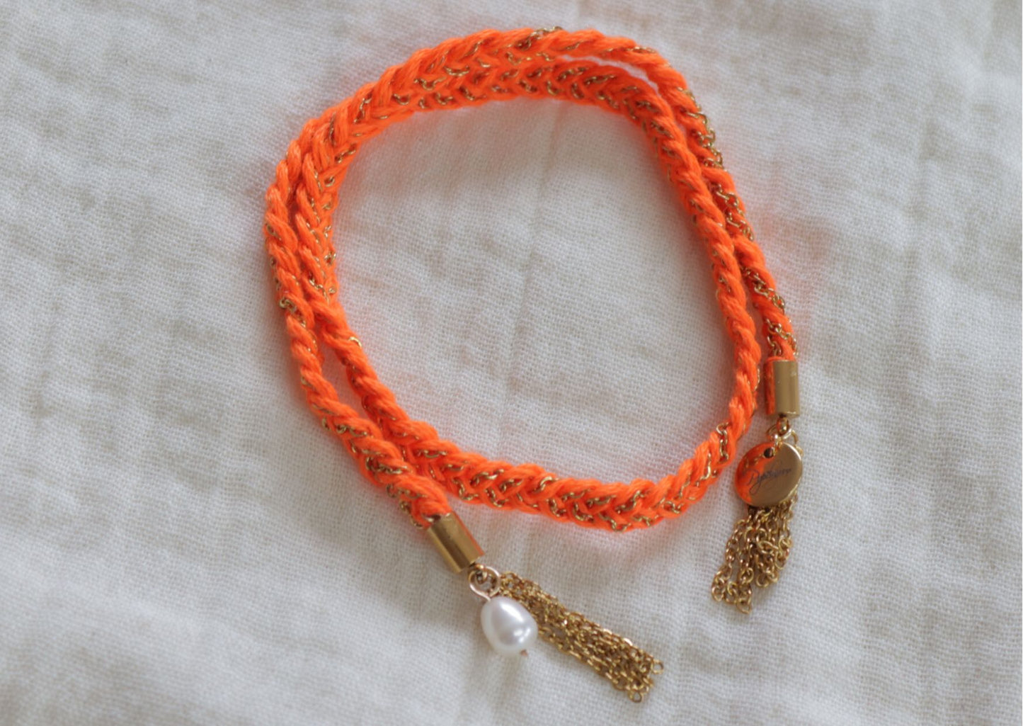 Bracelet Rio - Cordon tressé et breloque d'eau douce - POPIBIJOUX Créations