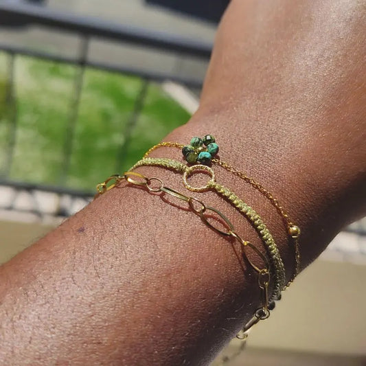 Bracelet macramé et anneau texturé