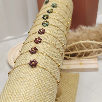 Bracelet Flora - Fleurs en pierres de gemmes