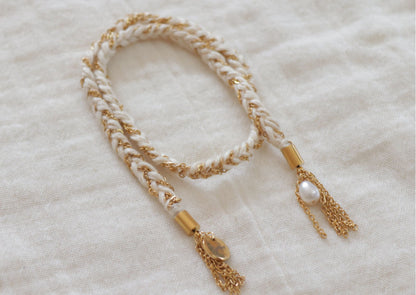 Bracelet Rio - Cordon tressé et breloque d'eau douce - POPIBIJOUX Créations