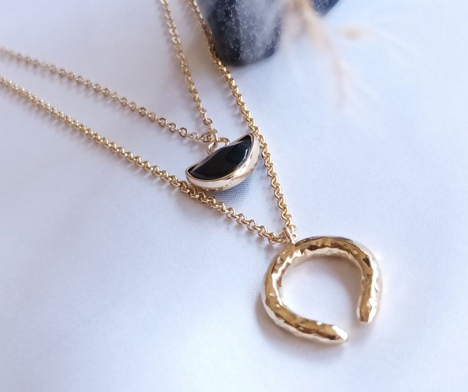 Collier Onyx et Arche double rang