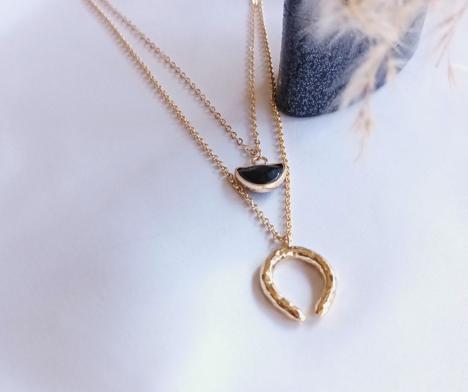 Collier Onyx et Arche double rang