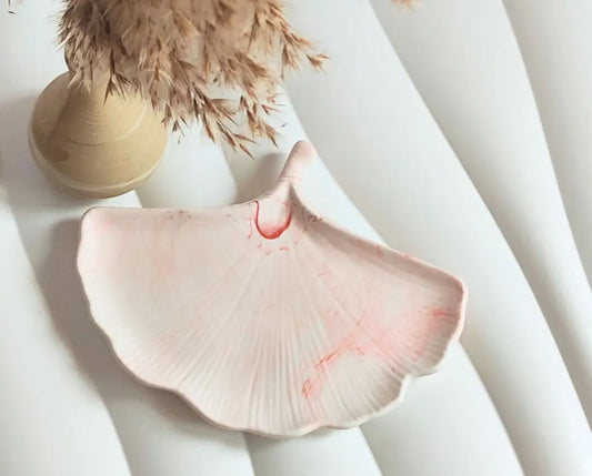 Coupelle feuille de Ginkgo Marbré terracotta