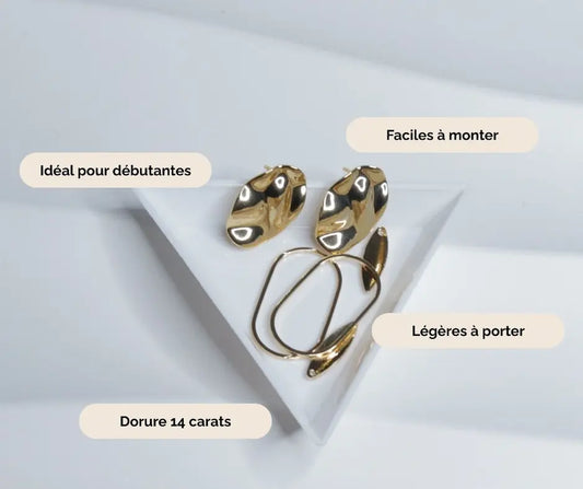 Kit DIY – Boucles d’oreilles navettes dorées