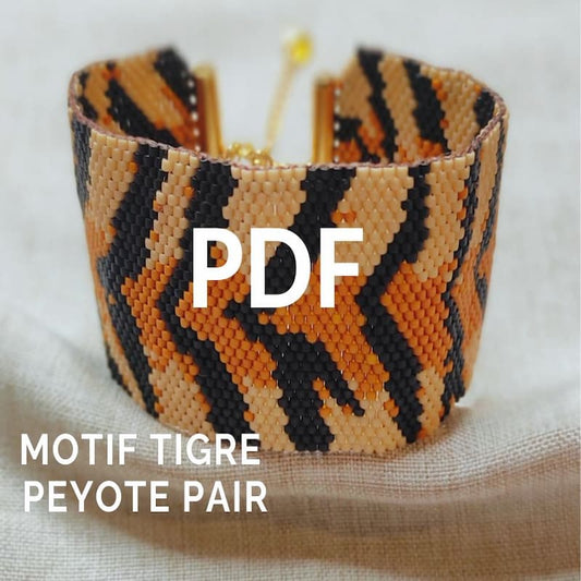 Motif Tigre (manchette) grille de tissage peyote pair
