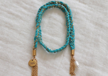 Bracelet Rio - Cordon tressé et breloque d'eau douce - POPIBIJOUX Créations