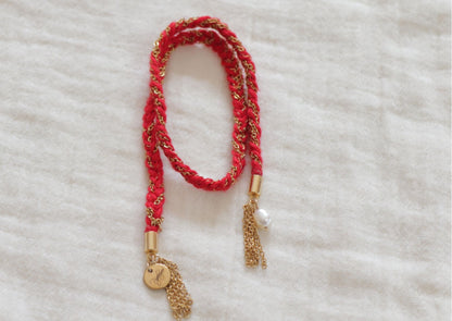 Bracelet Rio - Cordon tressé et breloque d'eau douce - POPIBIJOUX Créations