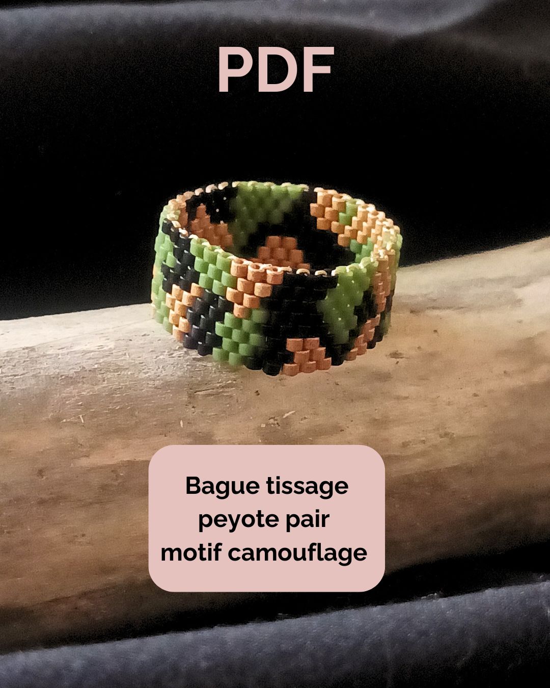 Motif camouflage (bague) tissage peyote pair  - grille de tissage PDF