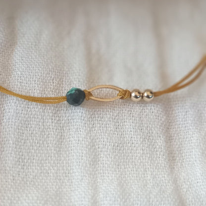 Bracelet FIONA , pierre de gemmes,cordon coulissant - POPIBIJOUX Créations
